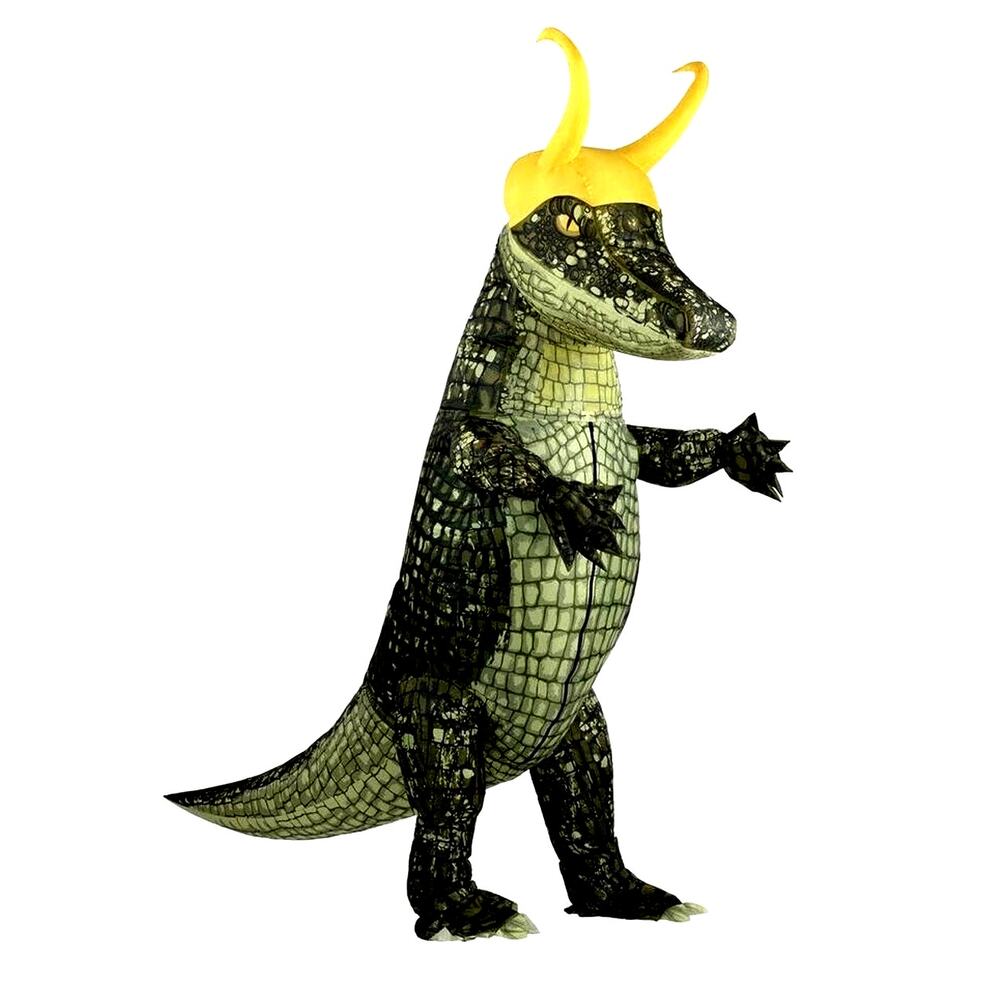 Alligator Loki Costume 7' TALL Adult INFLATABLE HALLOWEEN Jumpsuit Claws w FAN